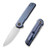 We Knife WE20056B-1 Charith Flipper Folding Knife 2.98" 20CV Drop Point Plain Edge Blade, Blue Frag Titanium Handle