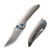 We Knife WE23037B-2 Attor Thumb Stud Folding Knife 3.55" 20CV Modified Persian Plain Edge Blade, Polished Titanium Handle