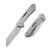 We Knife 2003A Mini Buster Flipper Folding Knife 3.43" 20CV Sheepsfoot Plain Edge Blade, Gray Titanium Handle