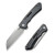 We Knife 2003C Mini Buster Flipper Folding Knife 3.43" 20CV Sheepsfoot Plain Edge Blade, Tiger Stripe Flamed Titanium Handle
