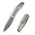 We Knife WE23069B-DS1 Sine Wave Flipper Folding Knife 3.98" Damasteel Drop Point Plain Edge Blade, Polished Satin Titanium Handle