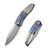 We Knife WE23069B-4 Sine Wave Flipper Folding Knife 3.98" M390 Drop Point Plain Edge Blade, Flamed/Satin Titanium Handle
