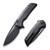 We Knife WE054BL-1 Mini Malice Flipper Folding Knife 2.98" 20CV Drop Point Plain Edge Blade, Black Titanium Handle