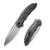We Knife WE21048B-2 Makani Flipper Folding Knife 3.61" 20CV Drop Point Plain Edge Blade, Gray Titanium/Aluminum Foil Carbon Fiber Inlay Handle