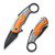 We Knife WE22021-1 Yardbird Flipper Folding Knife 2.44" 20CV Wharncliffe Plain Edge Blade, Gray Titanium/Orange G10 Handle