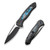We Knife WE19002N-1 Button Lock Kitefin Flipper Folding Knife 3.22" 20CV Drop Point Plain Edge Blade, Black Titanium/Arctic Storm Fat Carbon Fiber Handle