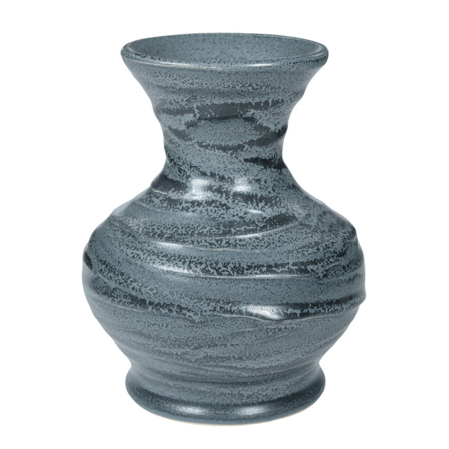 Vase with slip detailing and glazed with P-01 Black Pearl fired to Cone 6 on AMACO No.16 White Chocolate Clay