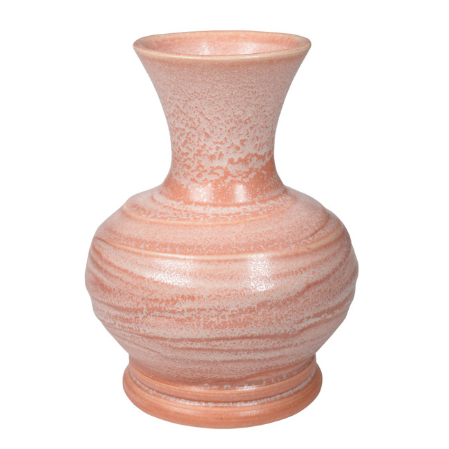 Vase with slip detailing glazed with P-65 Sun Pearl fired to Cone 6 on AMACO No.16 White Chocolate Clay.