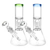 Stacked Showerhead Perc Beaker Water Pipe - 8" / 14mm F / Colors Vary