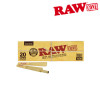 RAW Classic Natural Unrefined Pre-Rolled Cones, 20 Cones per Pack, 12 Packs per Display - 70/30mm