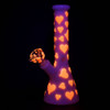 Heart Glow In The Dark Beaker Water Pipe - 10" / 14mm