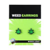 Wood Rocket Stoner Earrings - Green Hemp Leaf
