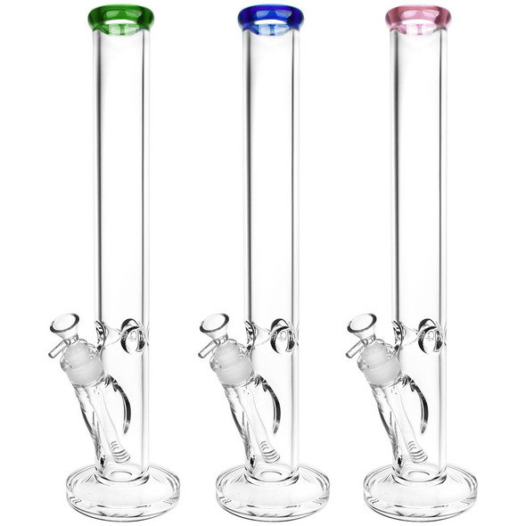 Classic Straight Tube Water Pipe - 7mm Thick - 17.75" - 14mm F - Colors Vary