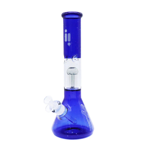 Infyniti Untamed Collection Blue Wolf 14" Full Color Beaker w/ 12-Arm Tree Perc Ice Pinch