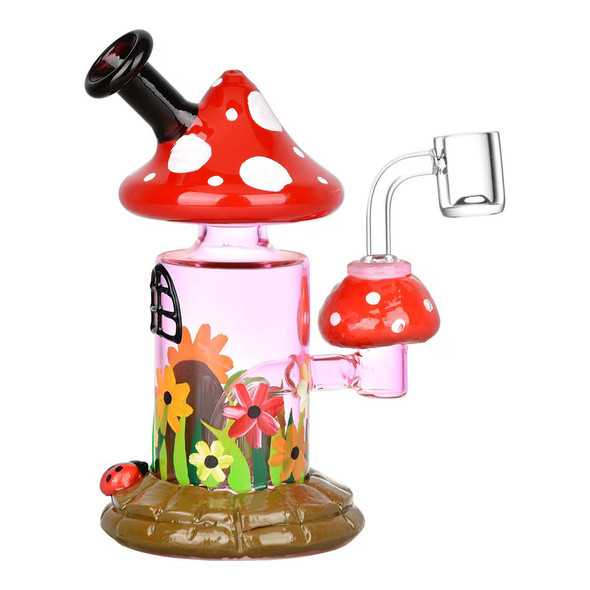 Magic Shroom Garden Glow In The Dark Glass Dab Rig - 6.25" / 14mm F