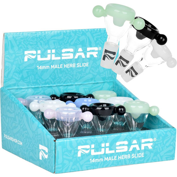 Pulsar Binary Contrast Marble Grip Herb Slide | 14mm M | Assorted Colors | 9ct Display