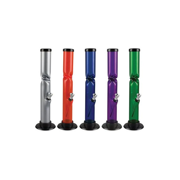 Acrylic Straight Water Pipe w/ Ice Catch - 12" / Colors Vary