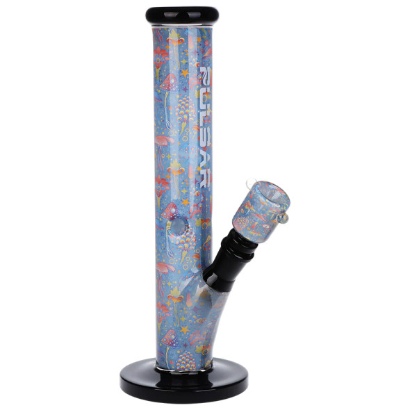 Pulsar Inside Print Straight Tube Water Pipe & Matching Bowl - Much Shrooms / 11.25" / 14mm F