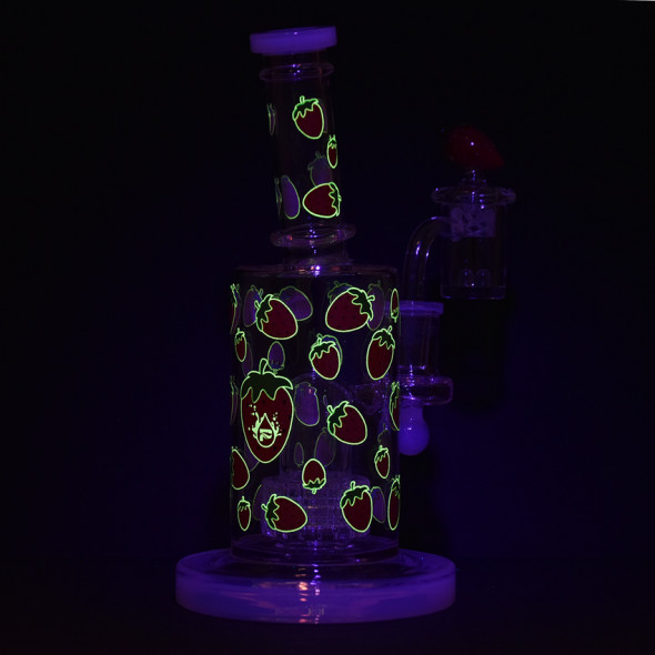 Pulsar Fruit Series Glow In The Dark Dab Rig Kit - 8" / 14mm F Strawberry Cough Glow