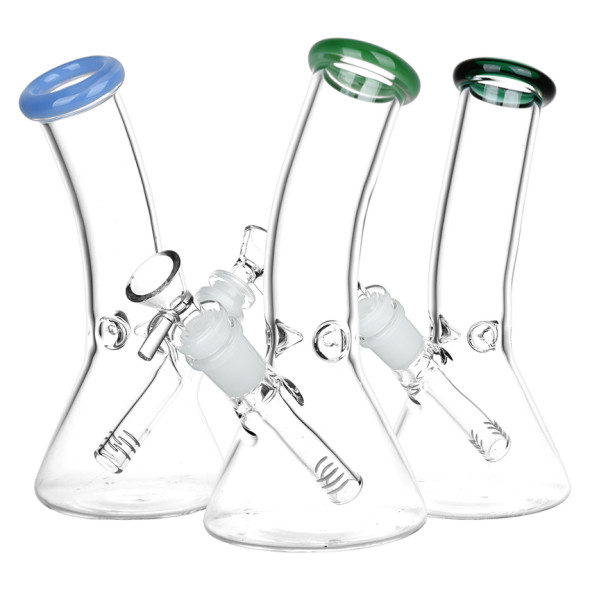 7.75" Classic Bent Neck Beaker Glass Water Pipe Colors Vary