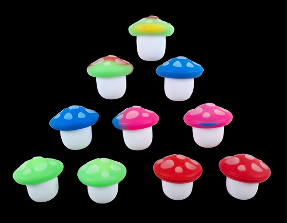 10PC SET-Glow in Dark Mushroom Silicone Concentrate Container-5ml/Asst Colors