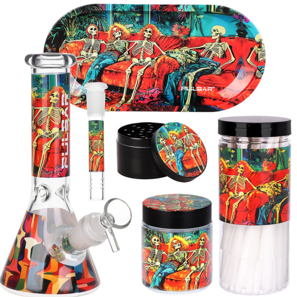 Pulsar Design Series Beaker Water Pipe Smokers Kit - 7.75" / In Da Couch