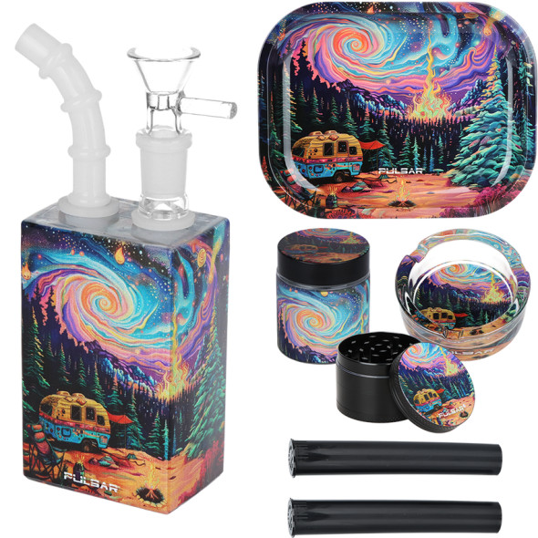 Pulsar Design Series Juicebox Water Pipe Smokers Travel Kit Starry Camp