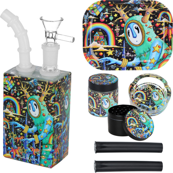 Pulsar Design Series Juicebox Water Pipe Smokers Travel Kit The World Was Mad