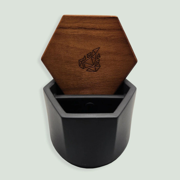 BRNT Malua - Concrete Storage Jar with Walnut Lid Black