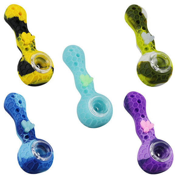 Silicone Bee Hand Pipe - 4.15" / Colors Vary