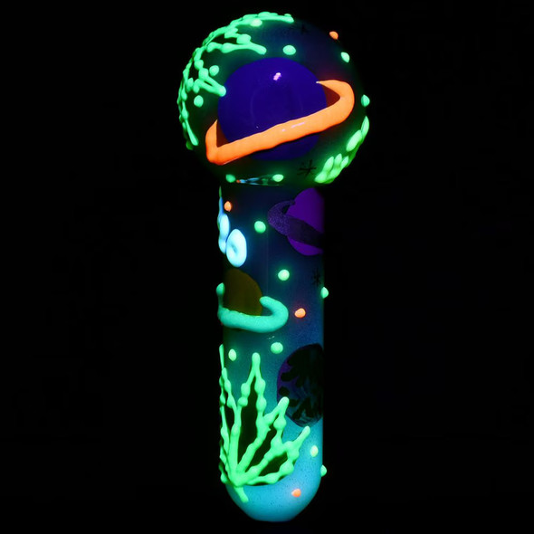 420 Painted Glow In The Dark Glass Hand Pipe - 5" 6ct Assorted Bundle