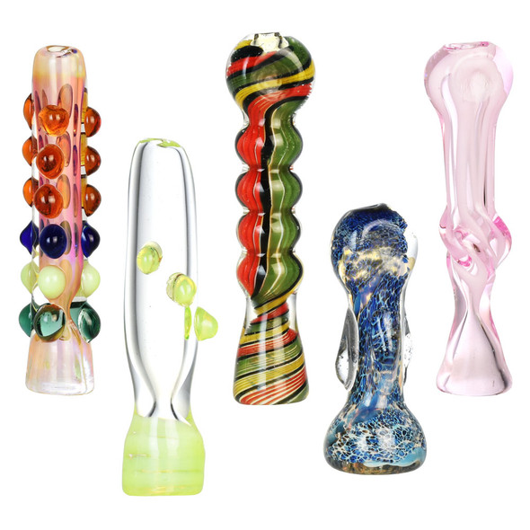 50PC BUNDLE- High End Worked Glass Chillum- 2" - 4"/Assorted