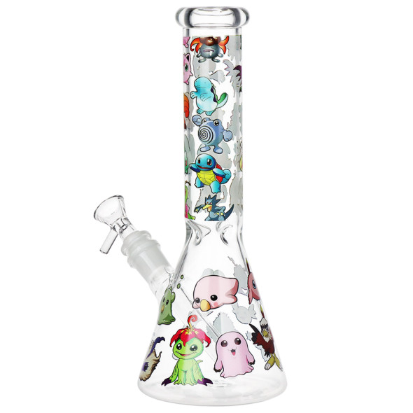 Pocket Monsters Beaker Glass Water Pipe - 10" / 14mm F