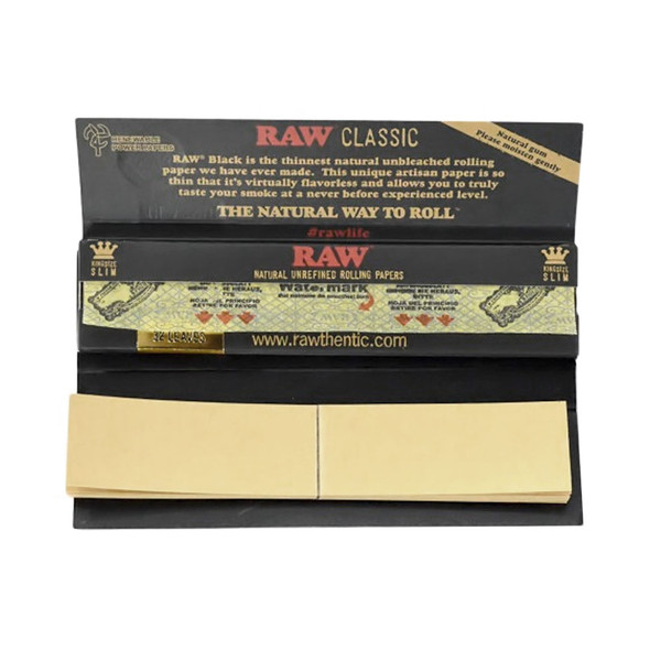 RAW King Size Slim Black Artisan Connoisseur with Tips - Display of 24