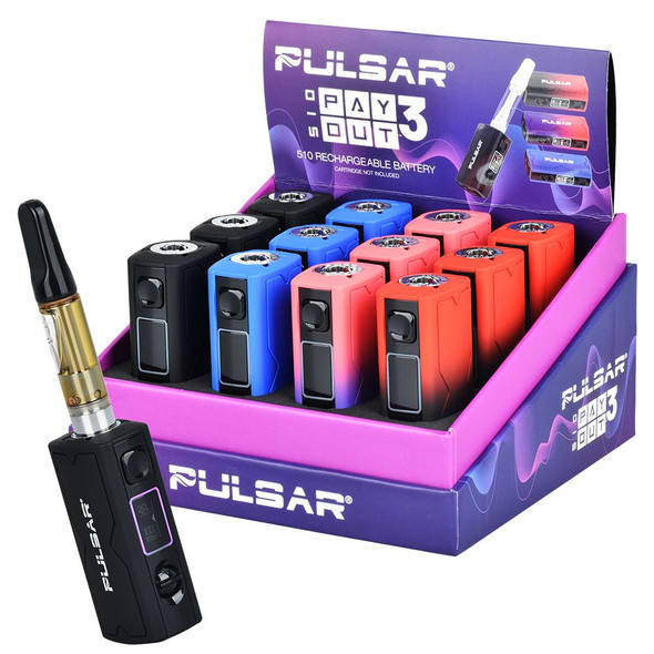 12CT DISPLAY - Pulsar Payout 3.0 Variable Voltage Vape Battery - 550mAh / Assorted Colors