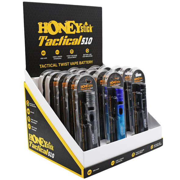 HoneyStick Tactical Twist 510 Battery 650mAh - Display of 12