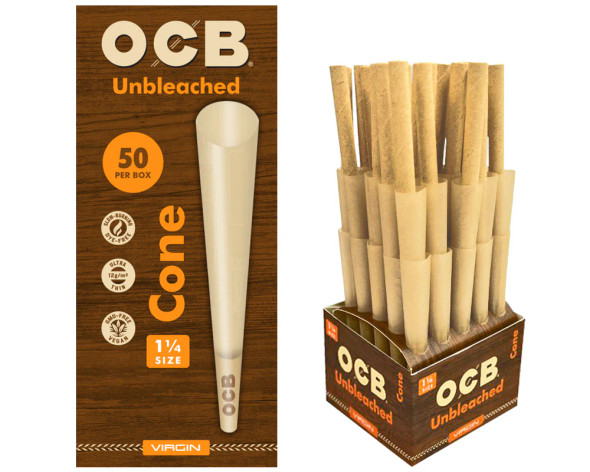 OCB Pre-Rolled Cones Mini Tower - 1 1/4"/Virgin/50PC