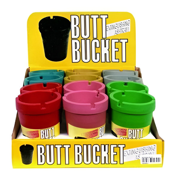 Butt Bucket Self-Extinguishing Ashtray - Assorted Colors /12CT DISPLAY