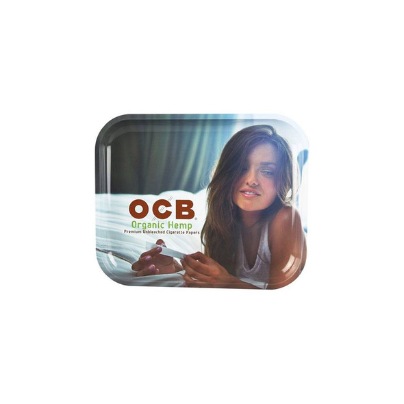 OCB 7.5" x 5.5" Small Metal Rolling Tray - Organic Hemp