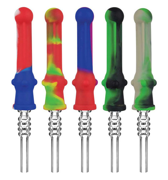 Silicone Vapor Straw w/ Quartz Tip - 7" / Colors Vary