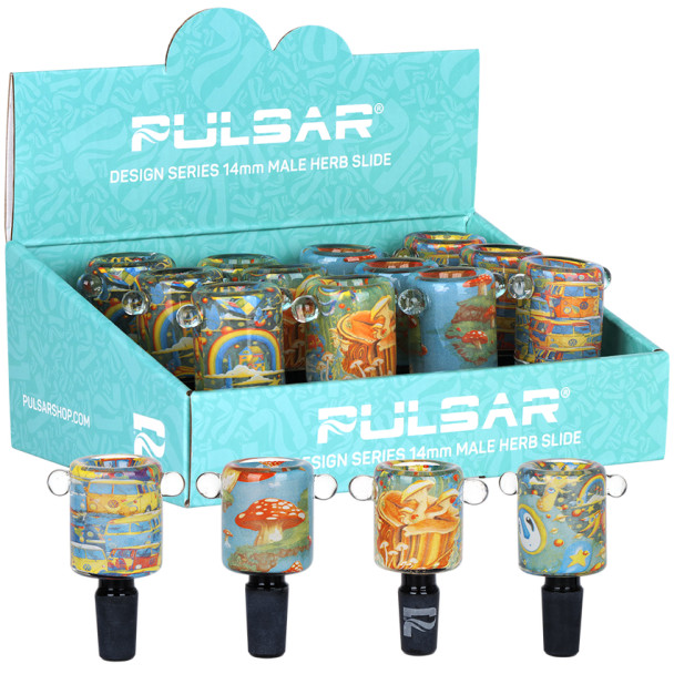 Pulsar Design Series Herb Slide - 14mm M / Assorted Designs /12CT DISPLAY