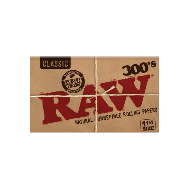 1¼" Classic Unbleached 300s Rolling Papers by RAW - Display of 40