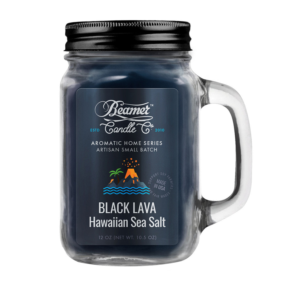 12oz Black Lava Hawaiian Sea Salt Mason Jar Candle by Beamer