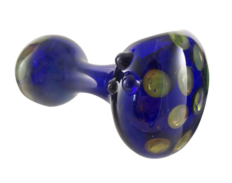 Big Head Polka Dot Bone Pipe - Blue & Opal by The Crush.