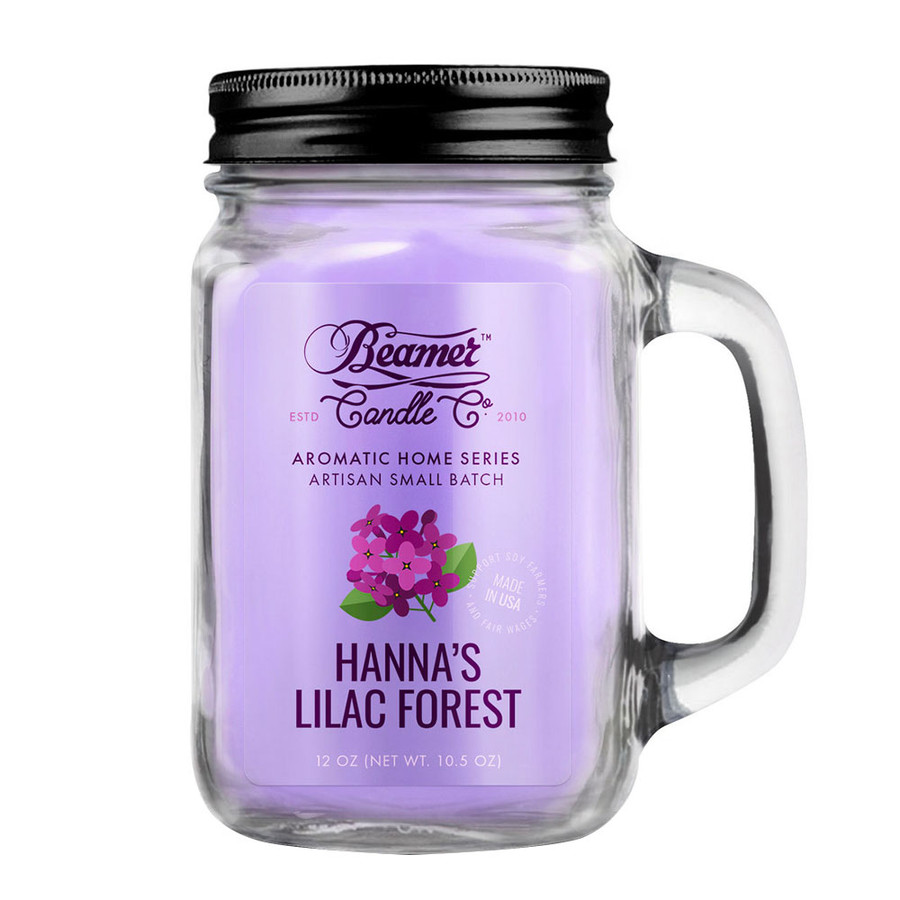 Beamer Candle Co - 12oz Glass Mason Jar - Hanna's Lilac Forest