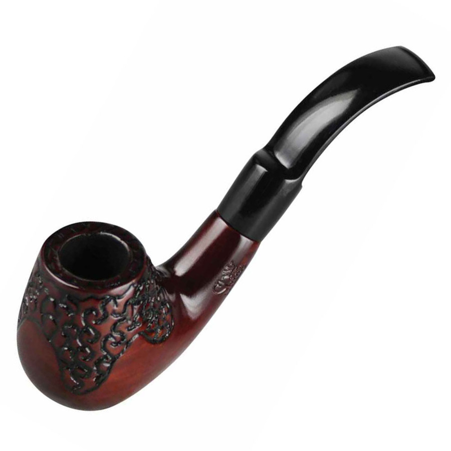 5.5" Engraved Bent Brandy Cherry Wood Shire Pipe