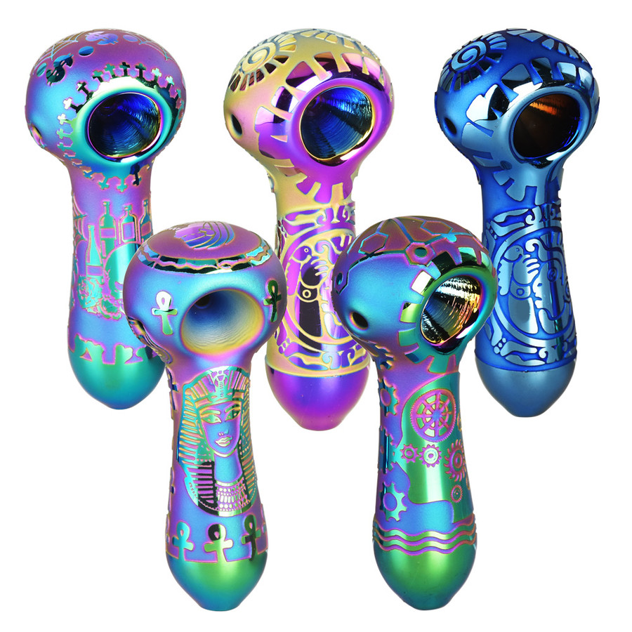 5PC BUNDLE - Geo Neo Spoon Pipe - 4"- Asst Colors & Designs
