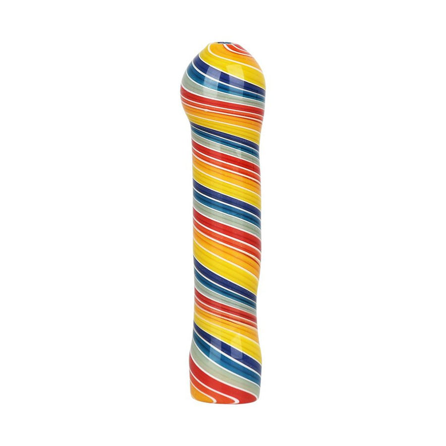 Rainbow Spirals Glass Chillum - 3.5"