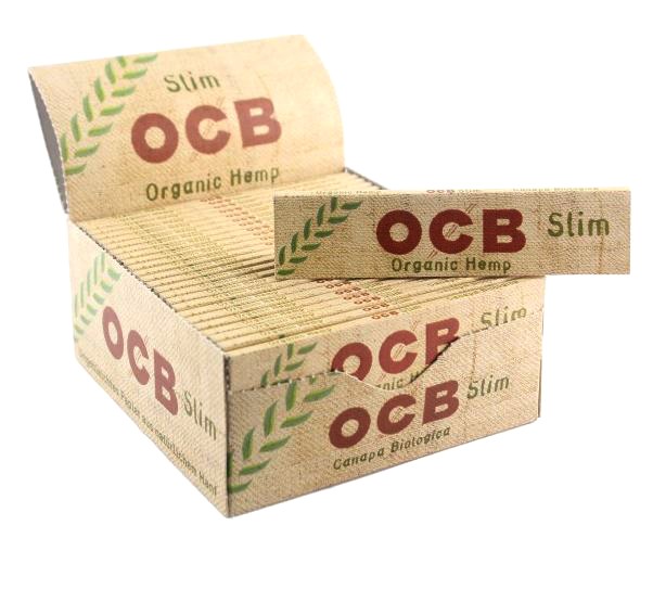 OCB, Organic Hemp King Size Slim Papers Slim 50 booklets in display, Papers & Rolls, Rolling Equipment, HEADSHOP