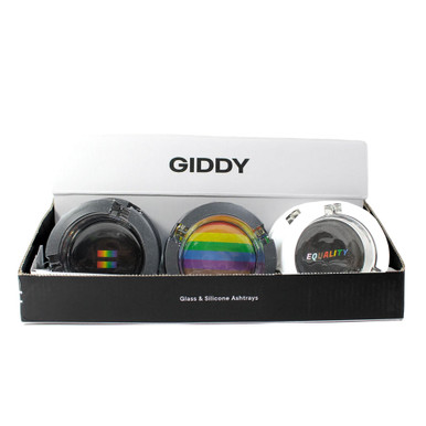 3" Giddy Glass Ashtrays with Silicone Cover